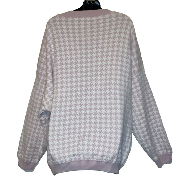 Pink & White Houndstooth Cardigan Sweater BOOHOO Geometric Plus Size 20 NWT - Picture 7 of 13